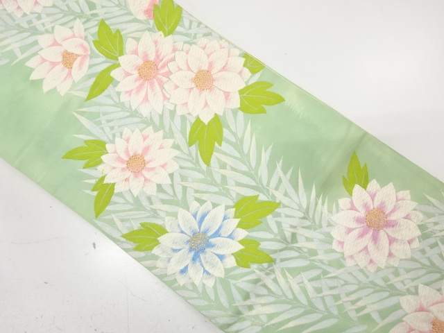 JAPANESE KIMONO / ANTIQUE FUKURO OBI / SILK / WOVEN KIKU